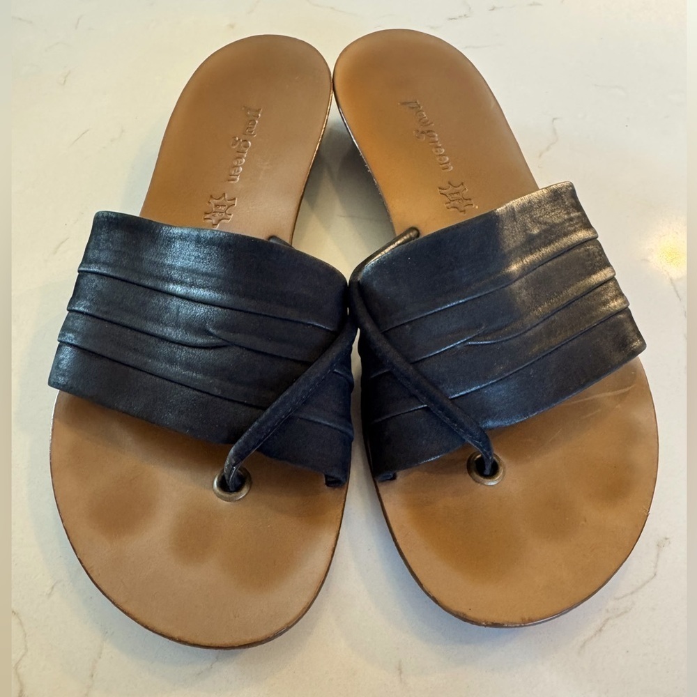 Paul Green Black Leather Slide Sandals Rubber Sole / AU 5 / US 6